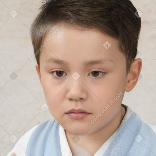 Neutral white child female with short  brown hair and brown eyes