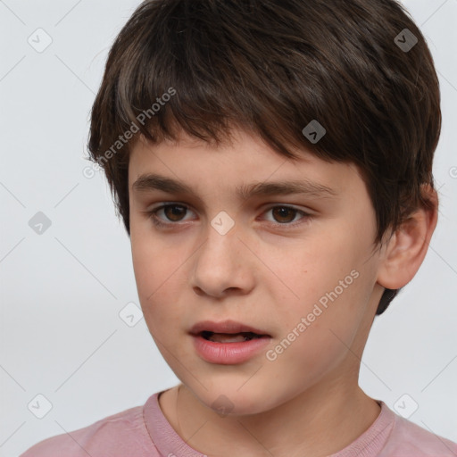 Neutral white child male with short  brown hair and brown eyes