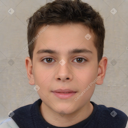 Neutral white child male with short  brown hair and brown eyes