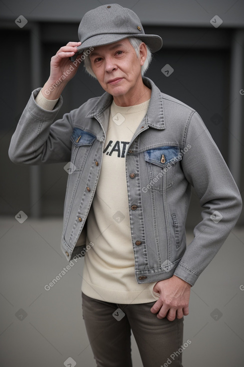 Adult non-binary with  gray hair