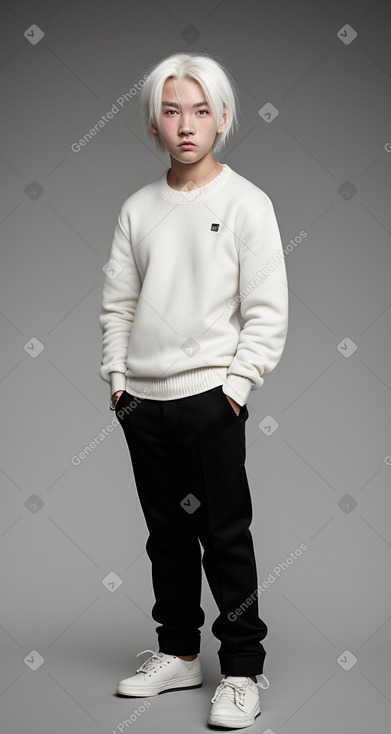 Mongolian teenager boy with  white hair