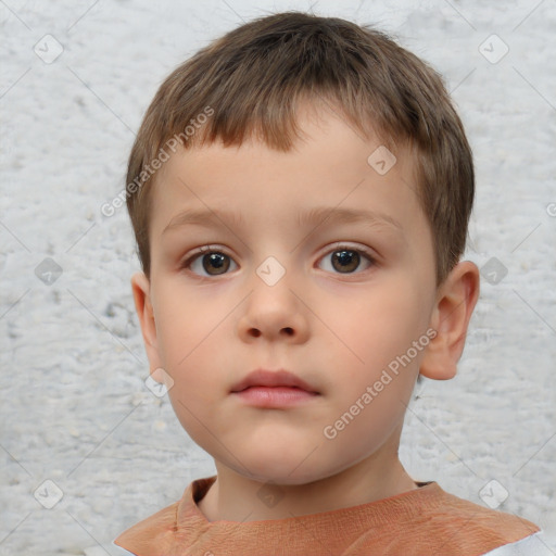 Neutral white child male with short  brown hair and brown eyes