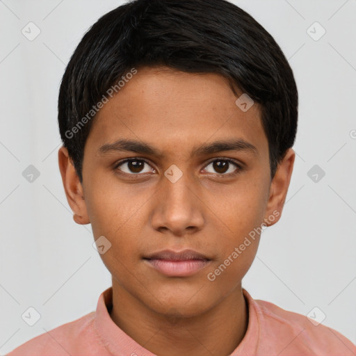 Neutral latino young-adult male with short  brown hair and brown eyes