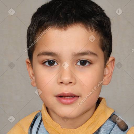 Neutral white child male with short  brown hair and brown eyes