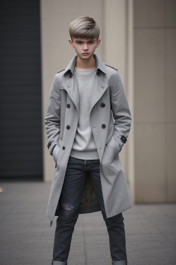 Polish teenager boy with  gray hair