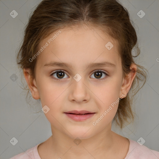 Neutral white child female with medium  brown hair and brown eyes