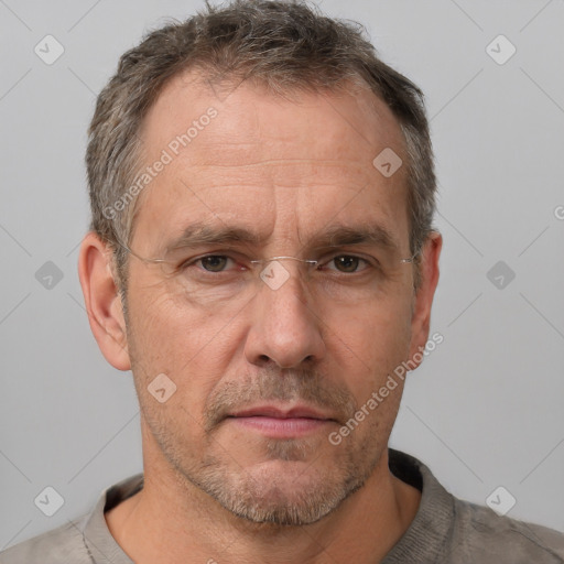 Neutral white adult male with short  brown hair and brown eyes