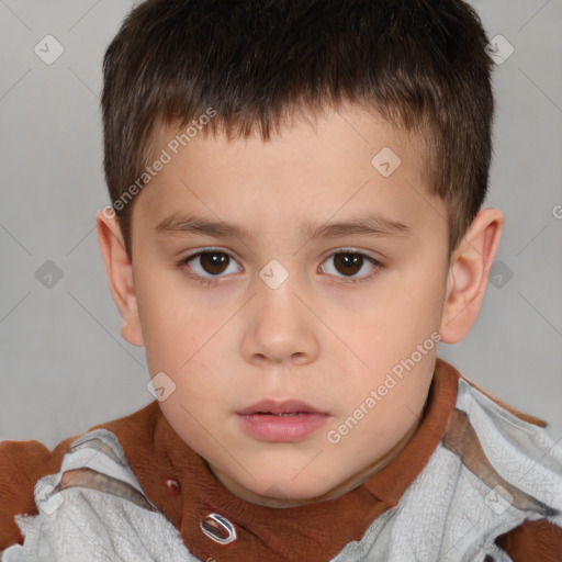 Neutral white child male with short  brown hair and brown eyes