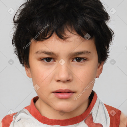 Neutral white child female with short  brown hair and brown eyes
