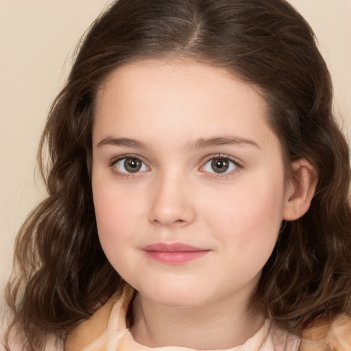 Neutral white child female with medium  brown hair and brown eyes