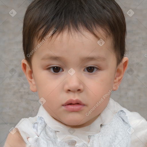 Neutral white child male with short  brown hair and brown eyes