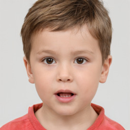 Neutral white child male with short  brown hair and brown eyes