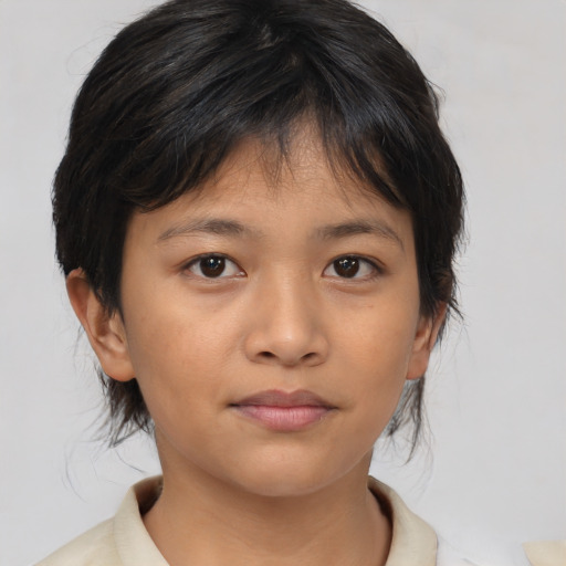 Neutral asian young-adult female with medium  brown hair and brown eyes