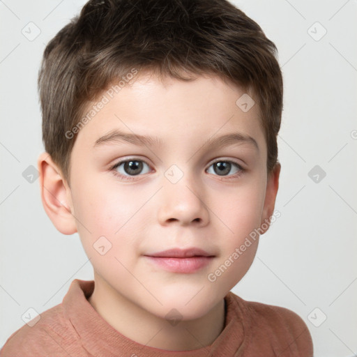 Neutral white child male with short  brown hair and brown eyes