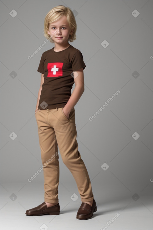 Swiss child boy with  blonde hair