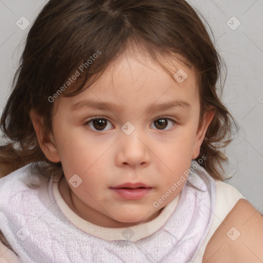 Neutral white child female with medium  brown hair and brown eyes