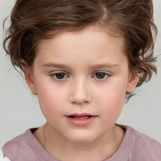 Neutral white child female with medium  brown hair and brown eyes