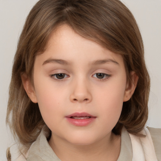 Neutral white child female with medium  brown hair and brown eyes