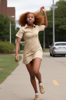 African american teenager girl with  ginger hair