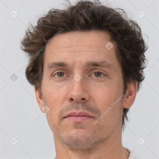 Neutral white adult male with short  brown hair and brown eyes