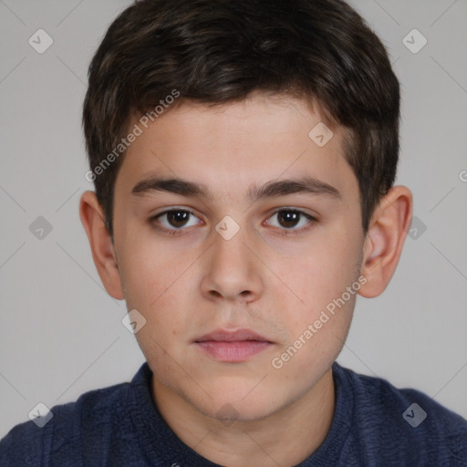 Neutral white child male with short  brown hair and brown eyes