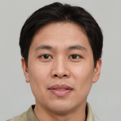 Neutral white adult male with short  brown hair and brown eyes