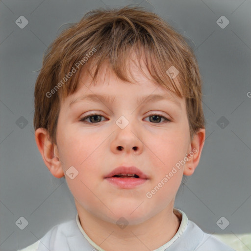 Neutral white child male with short  brown hair and brown eyes