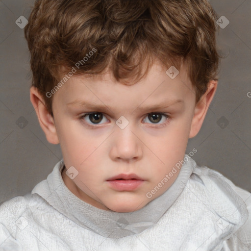 Neutral white child male with short  brown hair and brown eyes