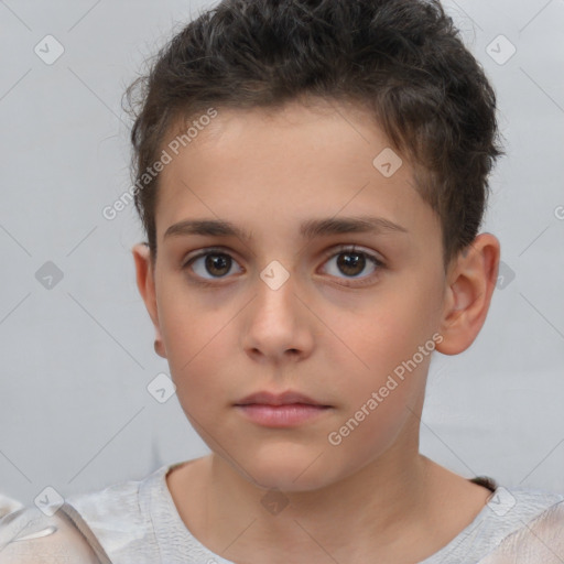 Neutral white child male with short  brown hair and brown eyes