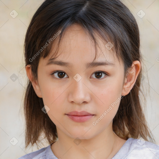 Neutral white child female with medium  brown hair and brown eyes