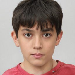 Neutral white child male with short  brown hair and brown eyes