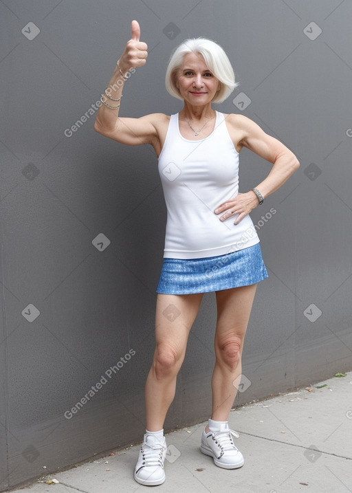 Romanian middle-aged female with  white hair