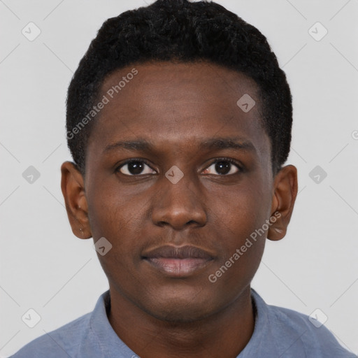 Neutral black young-adult male with short  brown hair and brown eyes