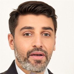 Neutral white adult male with short  brown hair and brown eyes