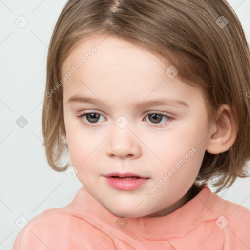 Neutral white child female with medium  brown hair and brown eyes