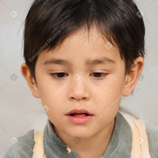 Neutral white child male with short  brown hair and brown eyes