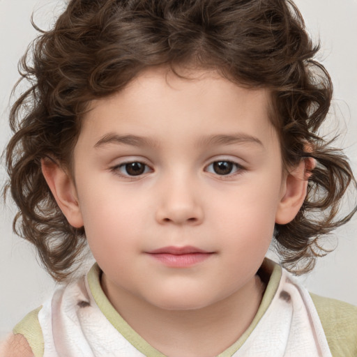 Neutral white child female with medium  brown hair and brown eyes