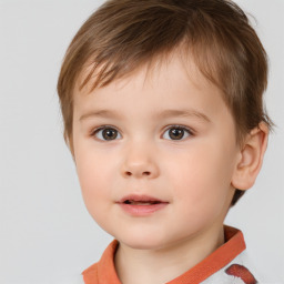 Neutral white child male with short  brown hair and brown eyes