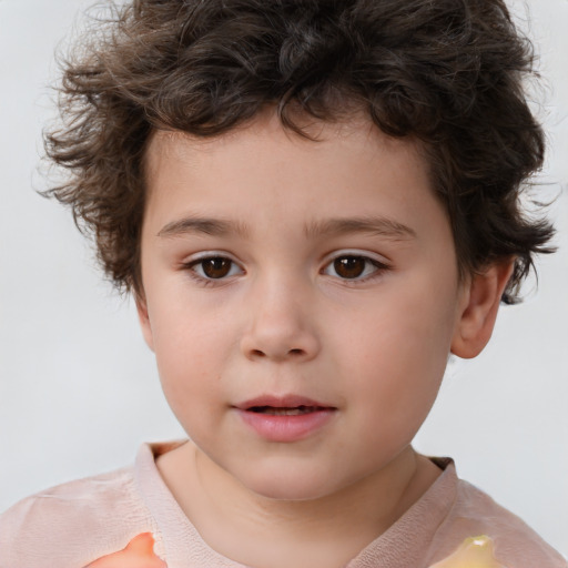 Neutral white child male with short  brown hair and brown eyes