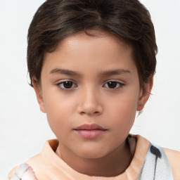 Neutral white child female with short  brown hair and brown eyes