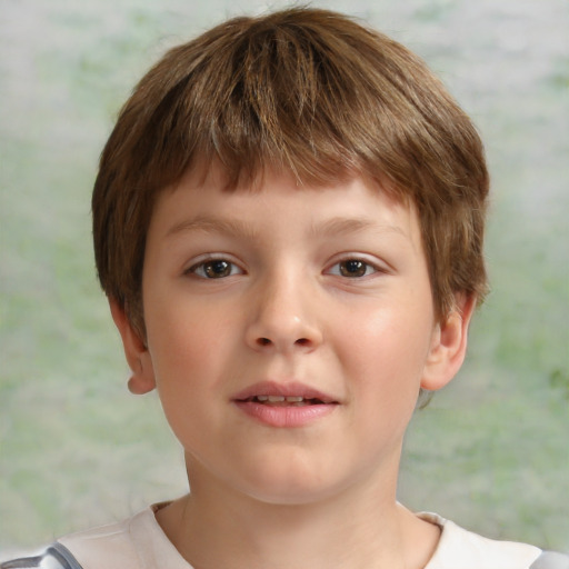 Neutral white child male with short  brown hair and brown eyes