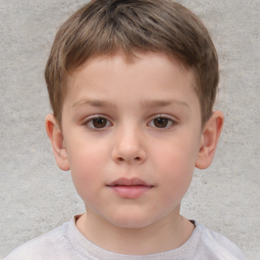 Neutral white child male with short  brown hair and brown eyes