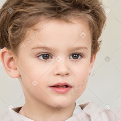 Neutral white child male with short  brown hair and brown eyes