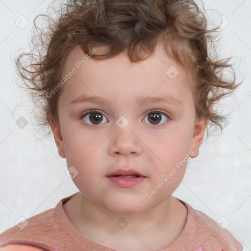 Neutral white child male with short  brown hair and brown eyes