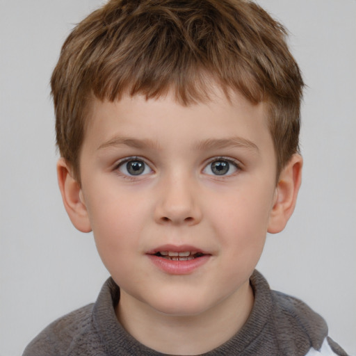 Neutral white child male with short  brown hair and brown eyes