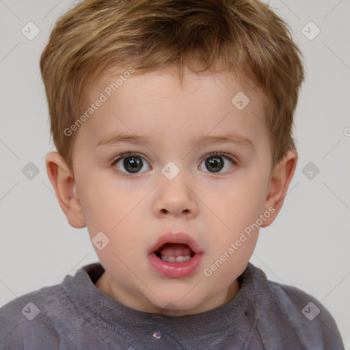 Neutral white child male with short  brown hair and brown eyes