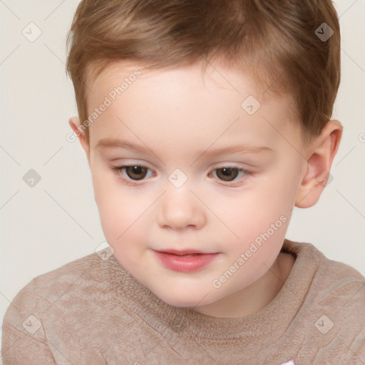 Neutral white child female with short  brown hair and brown eyes