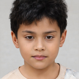 Neutral asian child male with short  brown hair and brown eyes