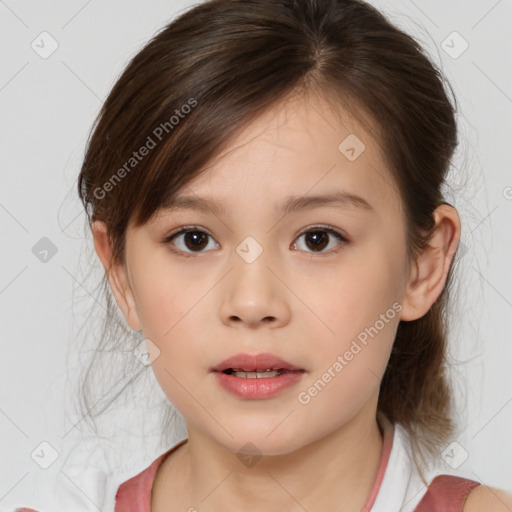 Neutral white child female with medium  brown hair and brown eyes