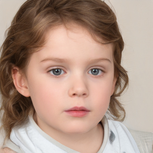 Neutral white child female with medium  brown hair and brown eyes